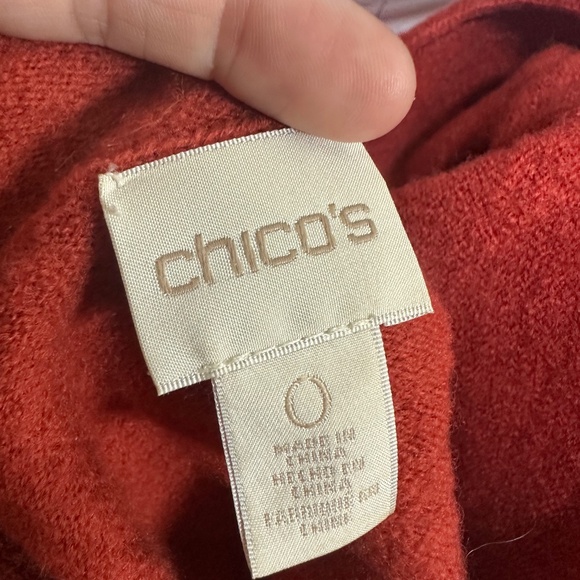 Chicos 100% Wool Burnt Orange Red 3/4 Sleeve Bolero Open Cardigan Sz Small - Picture 8 of 8